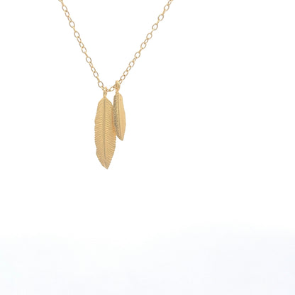 925 Silver Duo Feather Necklace with 14kt gold plating