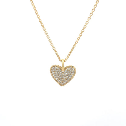 925 Silver Pavé Heart Necklace with 14kt gold plating