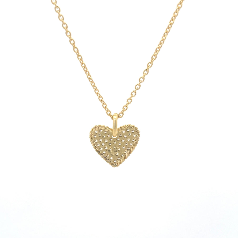 925 Silver Pavé Heart Necklace with 14kt gold plating