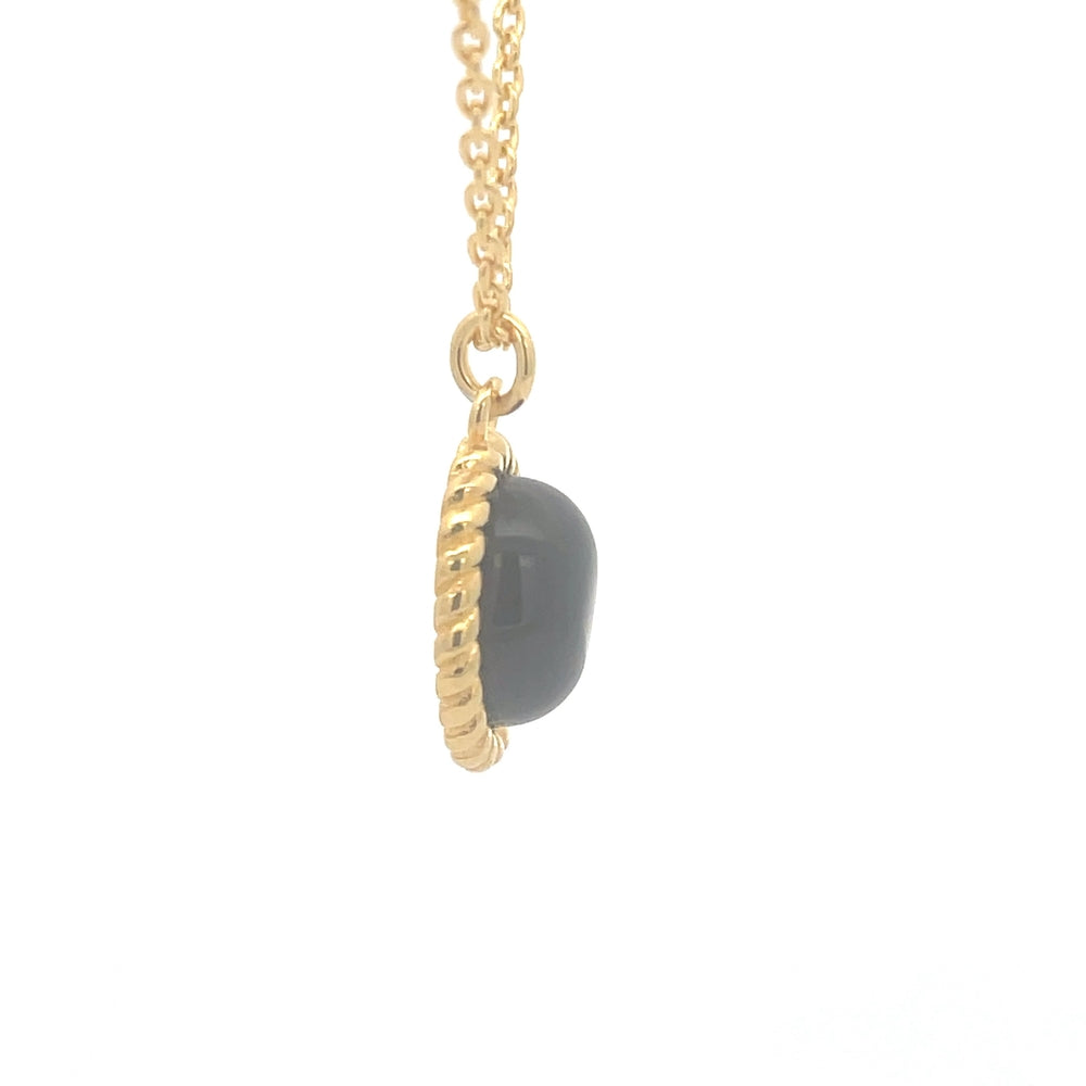 925 Silver Black Bead Oval Gold-Plated Necklace