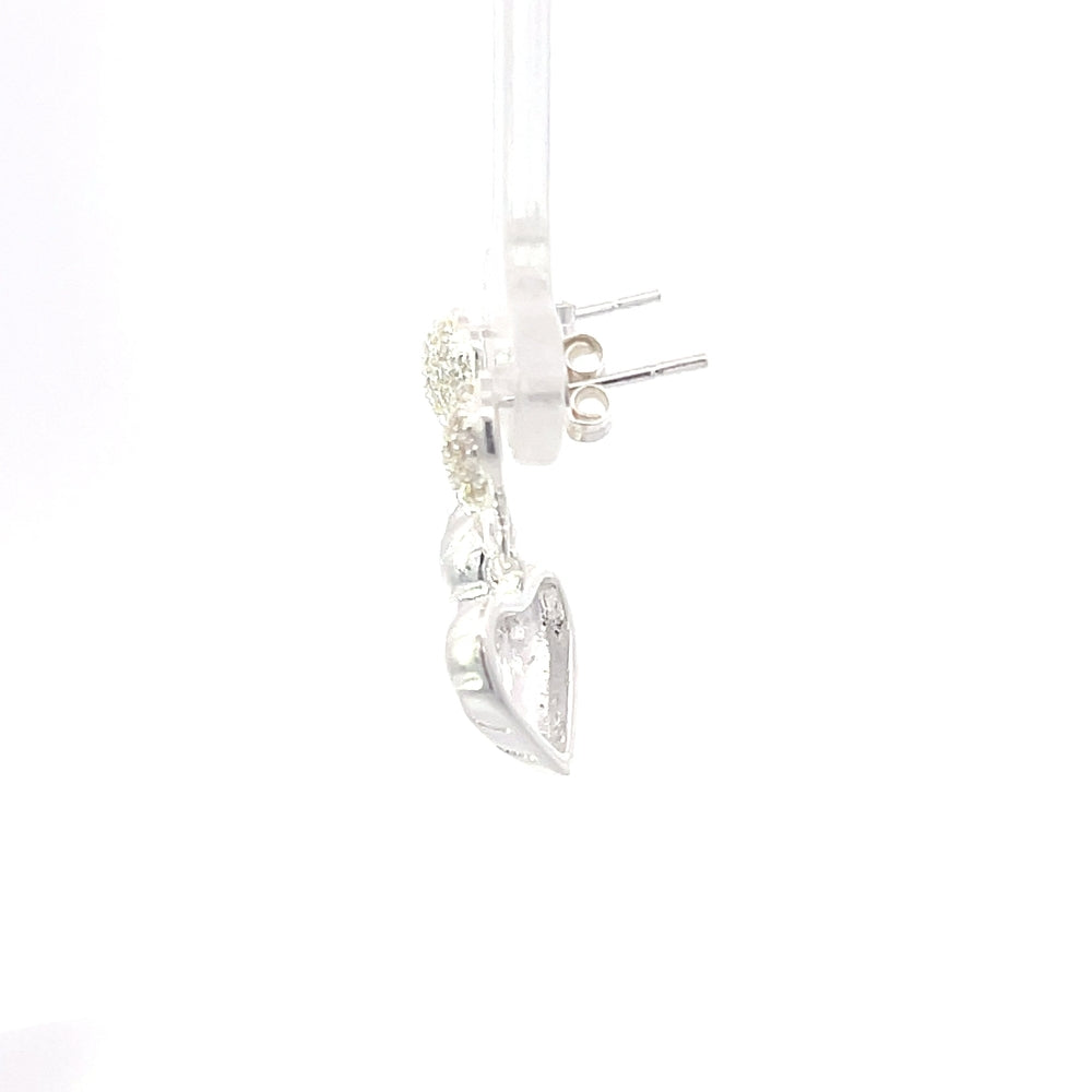 Ohrhänger mit Herz, Zirkon und 925er Silber