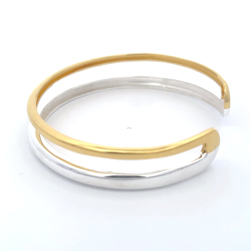 925 Silver Two‑Tone Mini Hoops and Bracelet Set