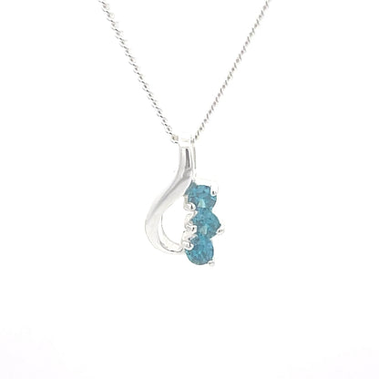 Blue Stone Curve 925 Sterling Silver Necklace