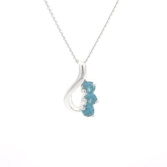 Halskette aus 925er Sterlingsilber mit blauem Stein-Bogen