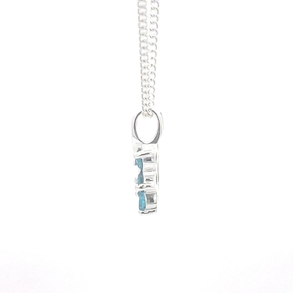 Blue Stone Curve 925 Sterling Silver Necklace
