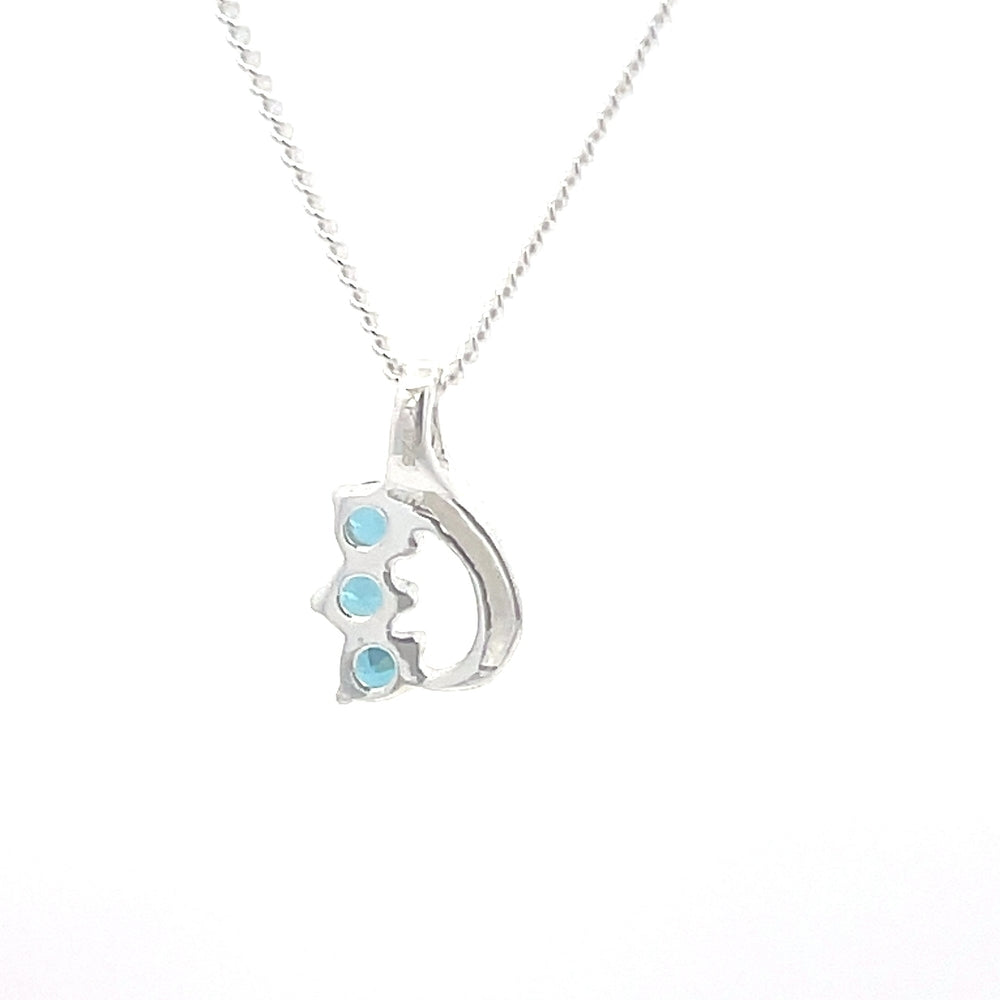 Blue Stone Curve 925 Sterling Silver Necklace