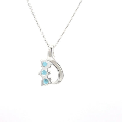 Blue Stone Curve 925 Sterling Silver Necklace