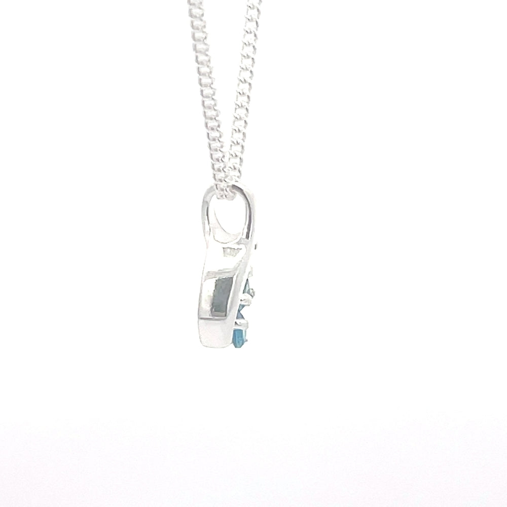 Blue Stone Curve 925 Sterling Silver Necklace