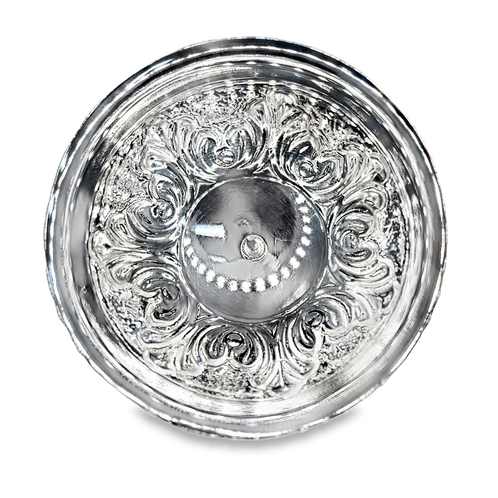 925 Silver Antique Oxidized Floral Engraved Candle Holder