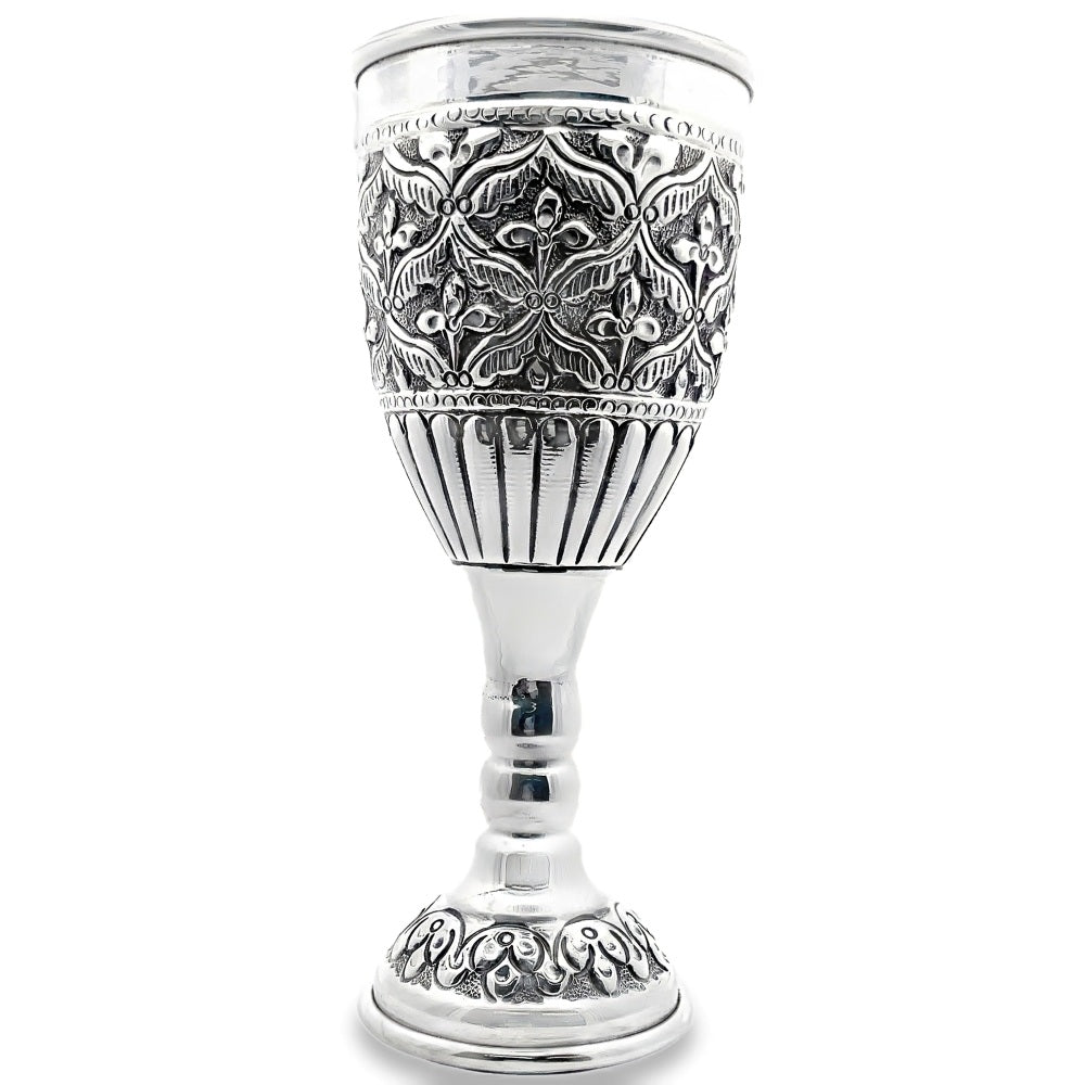 925er Silber antik oxidiertes Blumenreliefglas