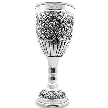 925er Silber antik oxidiertes Blumenreliefglas