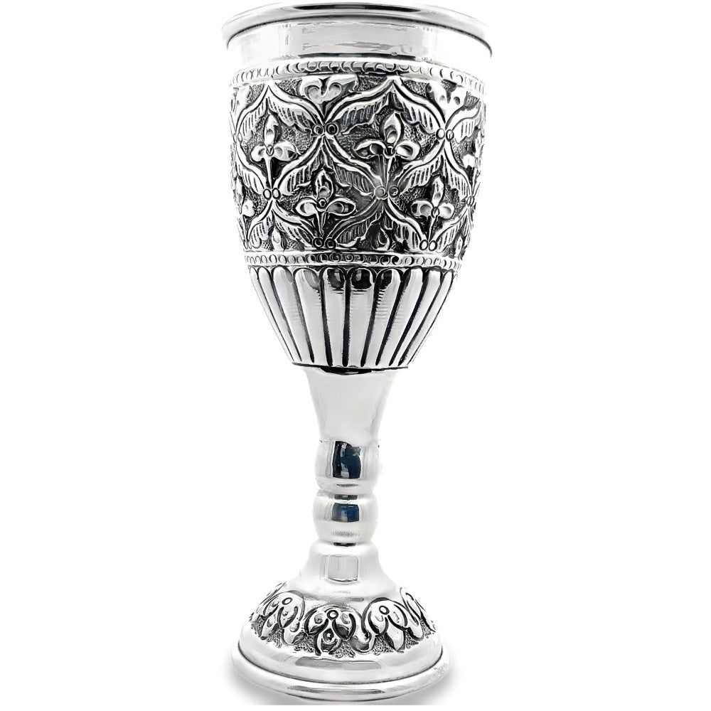 925er Silber antik oxidiertes Blumenreliefglas