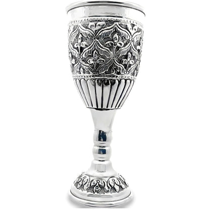 925er Silber antik oxidiertes Blumenreliefglas