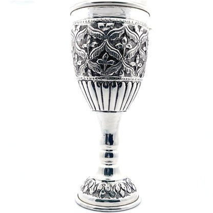925er Silber antik oxidiertes Blumenreliefglas