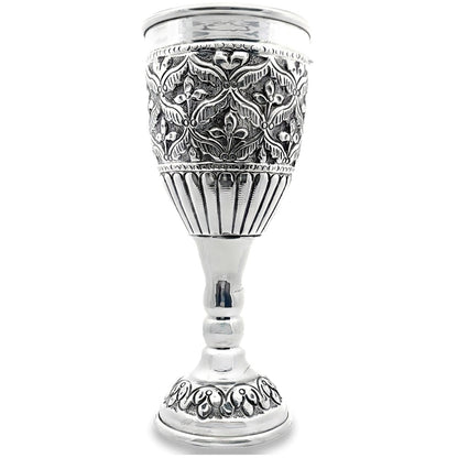 925er Silber antik oxidiertes Blumenreliefglas