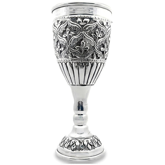 925 Silver Antique Oxidized Floral Embossed Glass
