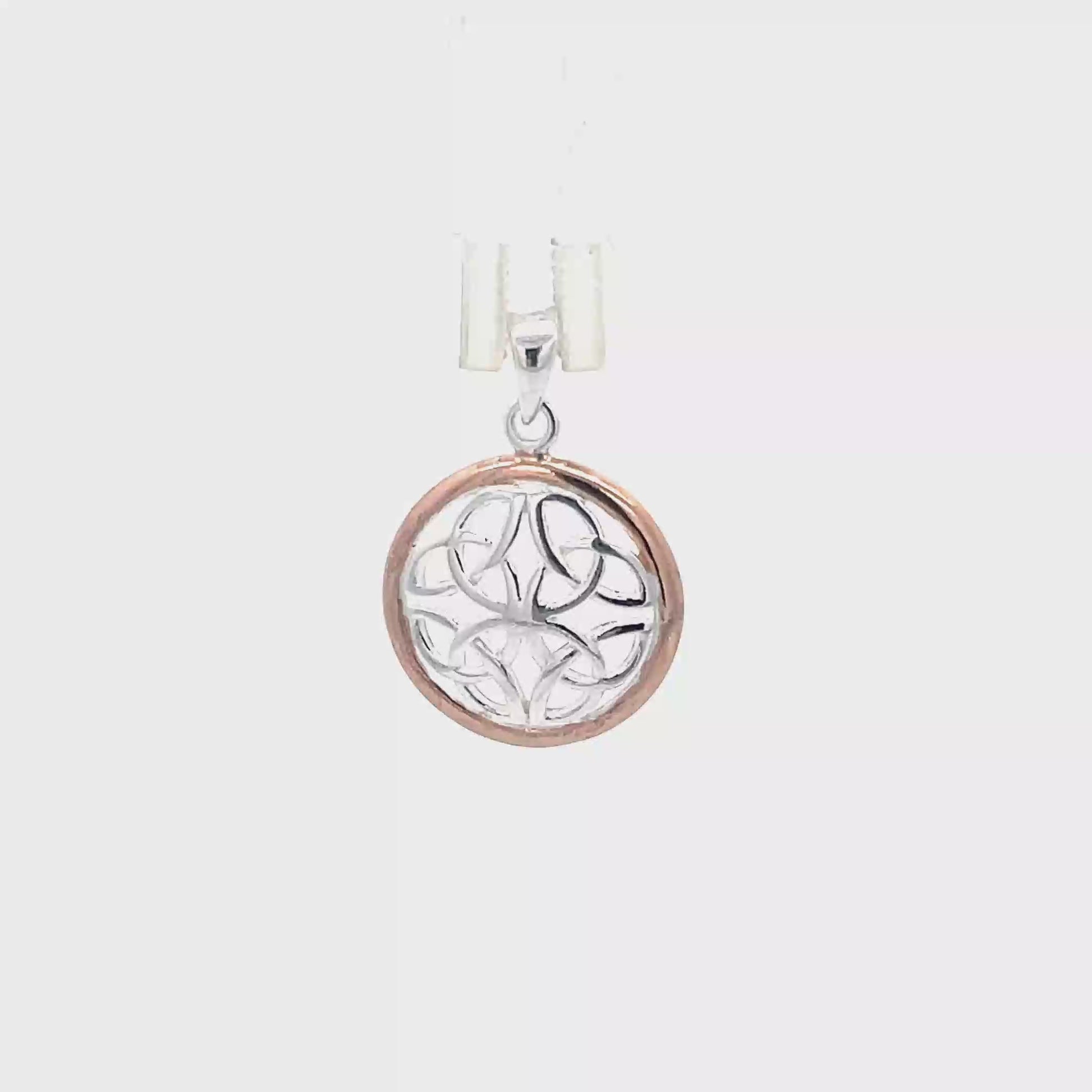 925 Silver Two-Tone Celtic Knot Circle Pendant