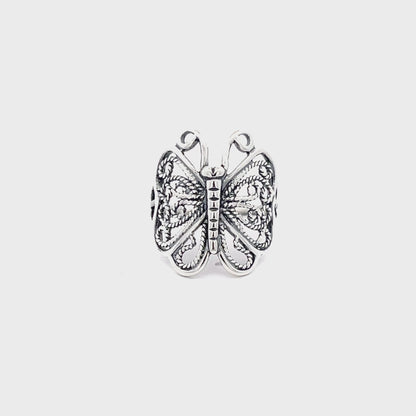 925 Silver Filigree Butterfly Statement Ring