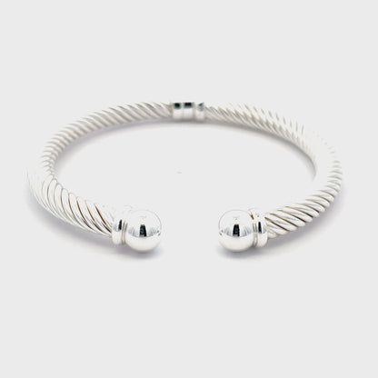 Verstellbarer, gedrehter Armreif aus 925er Silber