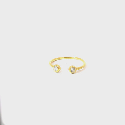 925 Silver 14K Yellow Gold-Plated Open Ring with Zircon Sparkle