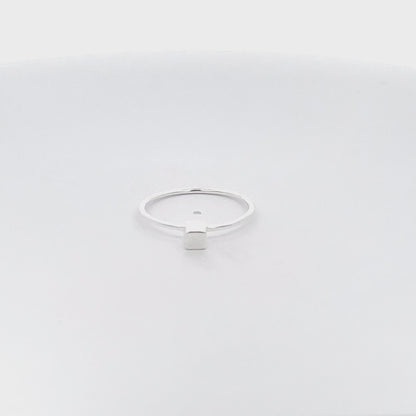 925 Silver Minimalist Cube Ring – Modern Chic
