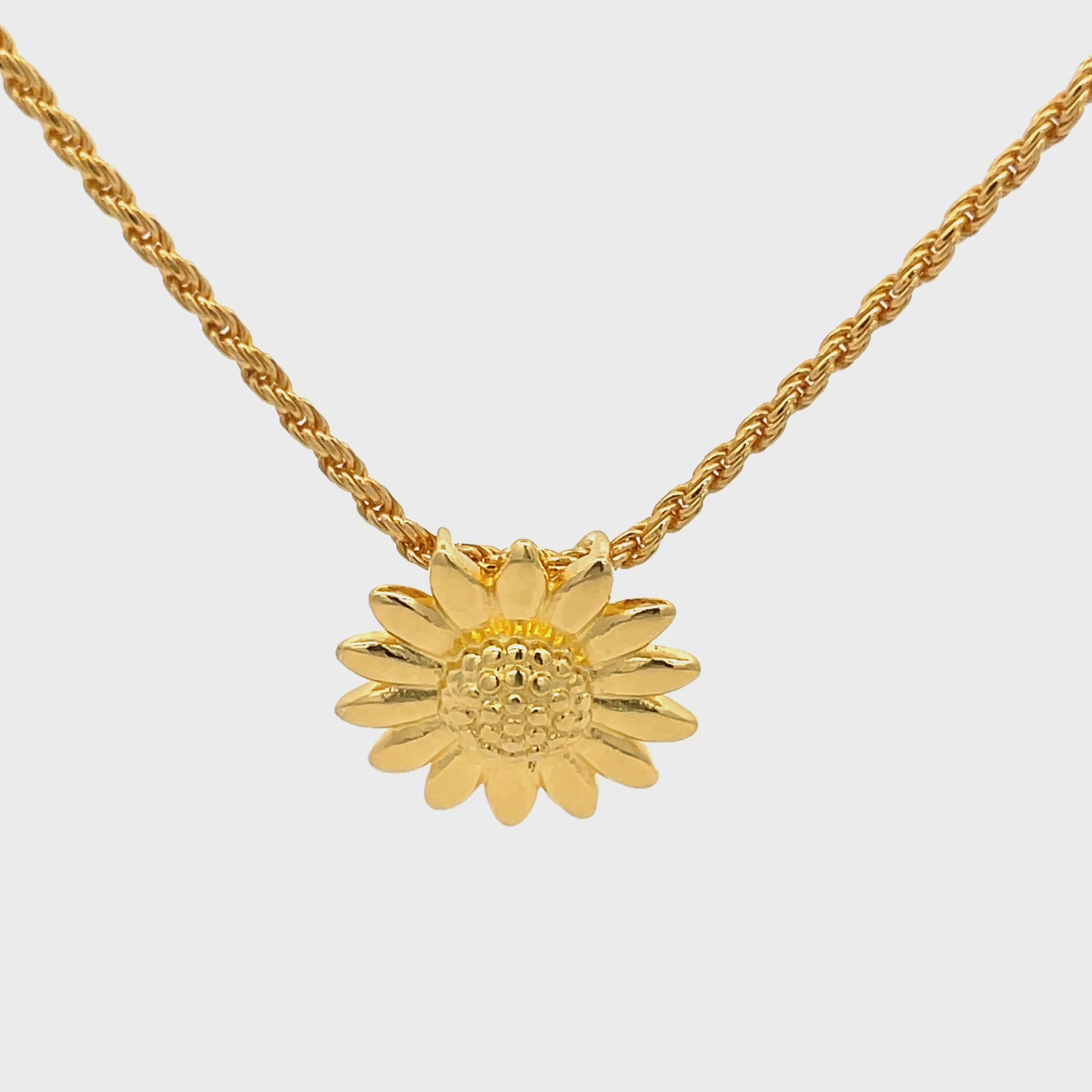 Halskette aus 925er Sterlingsilber, 14 Karat vergoldet, mit floralem Anhänger