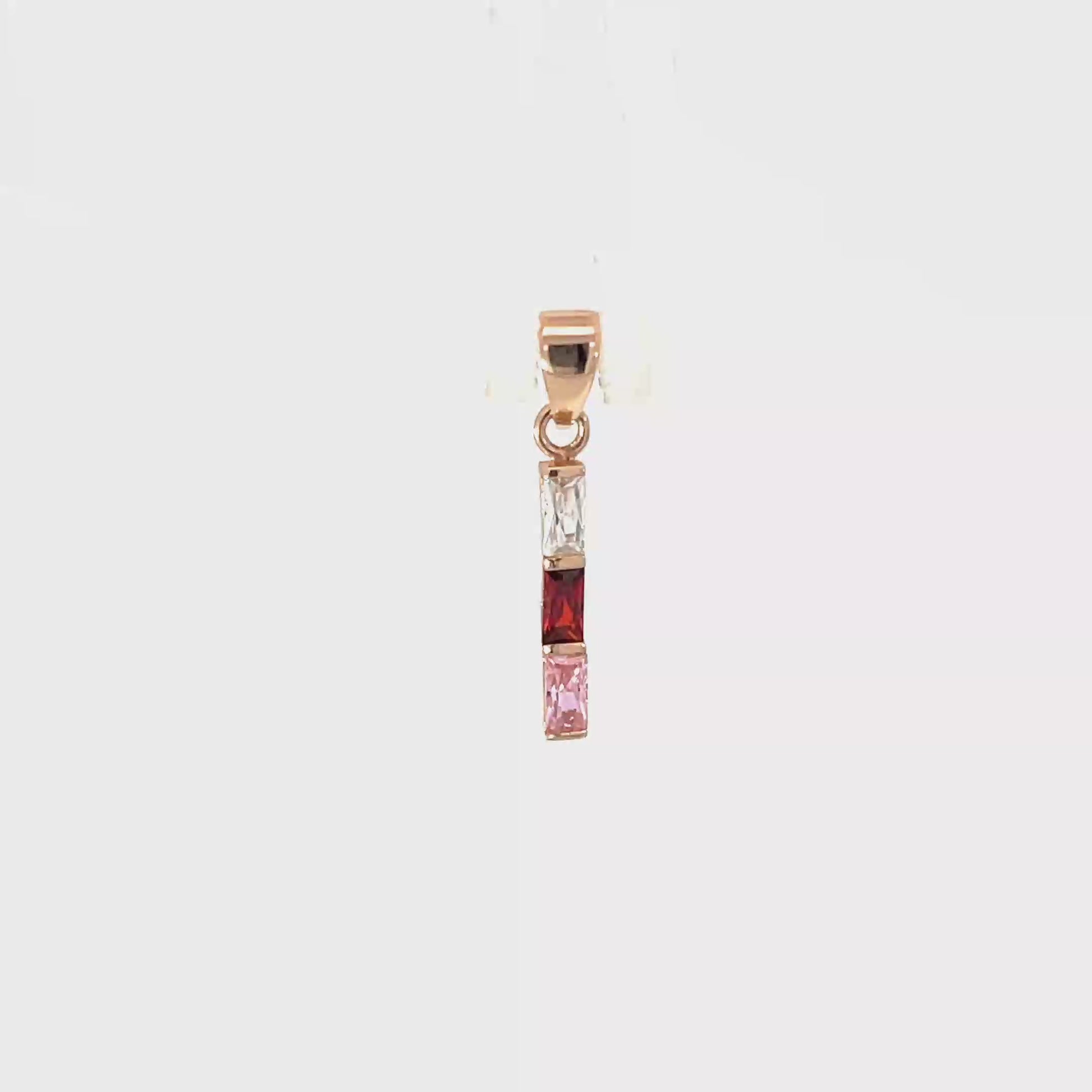 925 Silver Rose Gold-Plated Triple Stone Bar Pendant