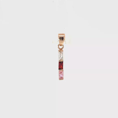925 Silver Rose Gold-Plated Triple Stone Bar Pendant
