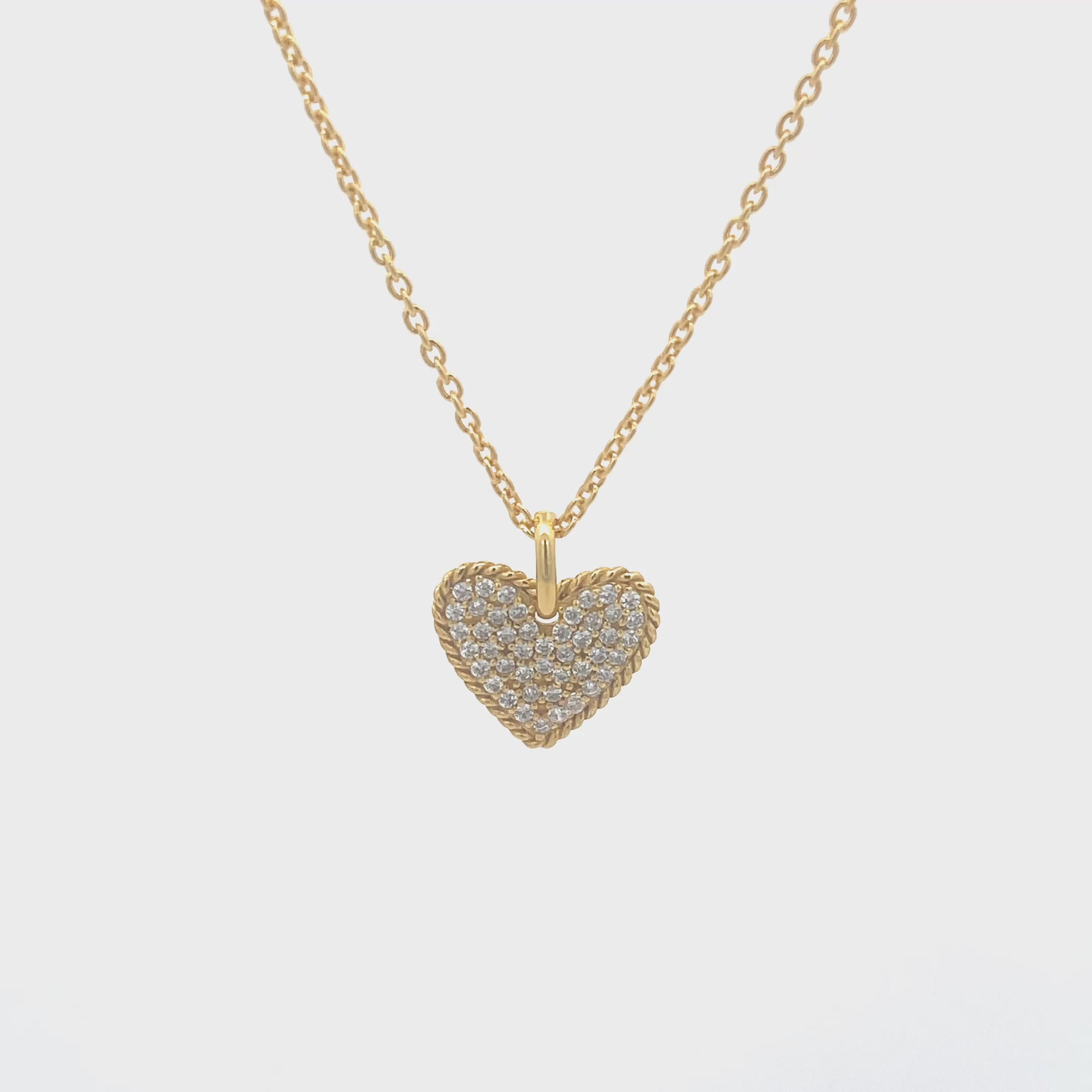 925 Silver Pavé Heart Necklace with 14kt gold plating