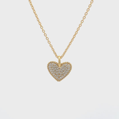 925 Silver Pavé Heart Necklace with 14kt gold plating
