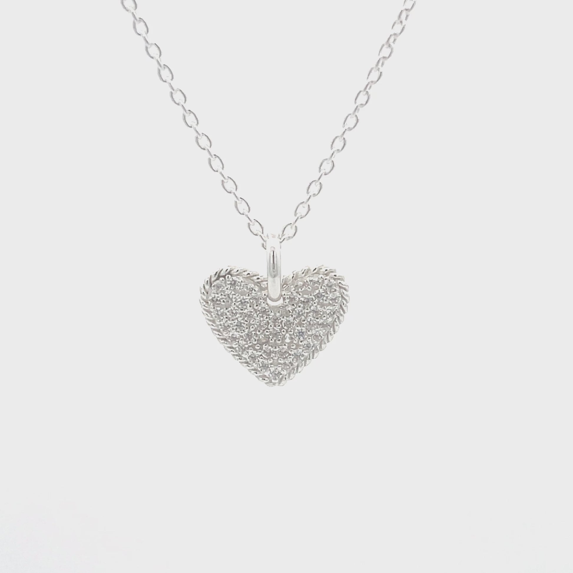 925 Silver Pavé Heart Necklace