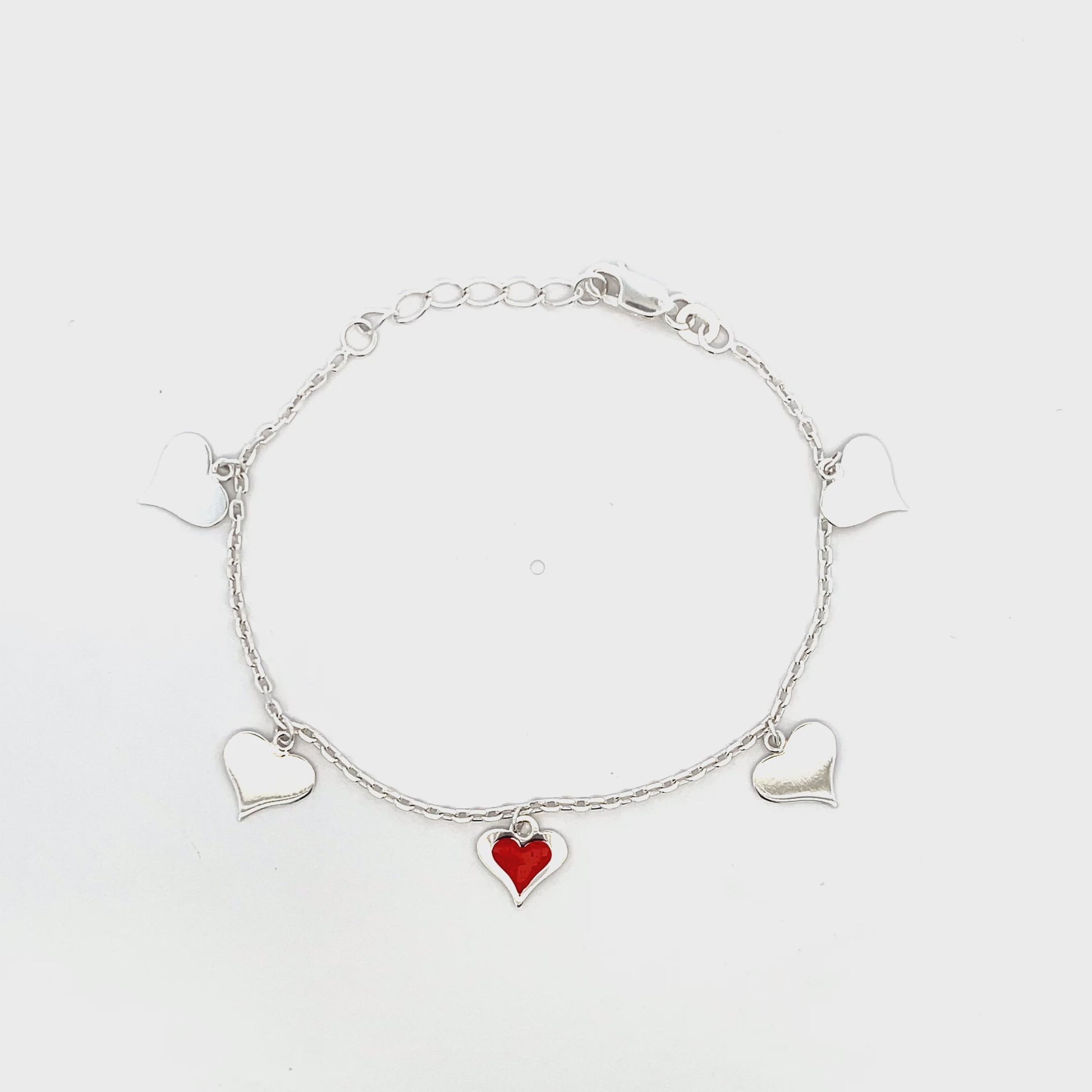 925er Silber Kinder-Herzanhänger-Armband