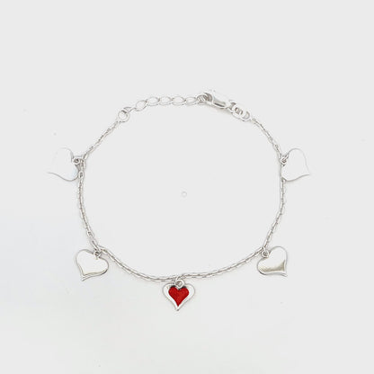 925er Silber Kinder-Herzanhänger-Armband