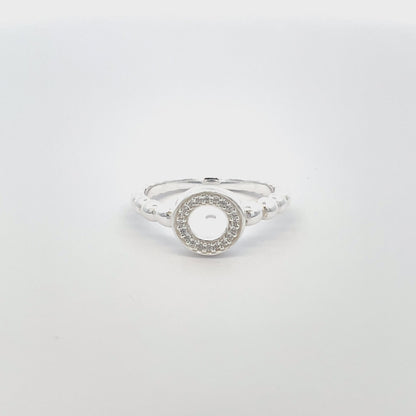 925 Silver Beaded Halo Ring