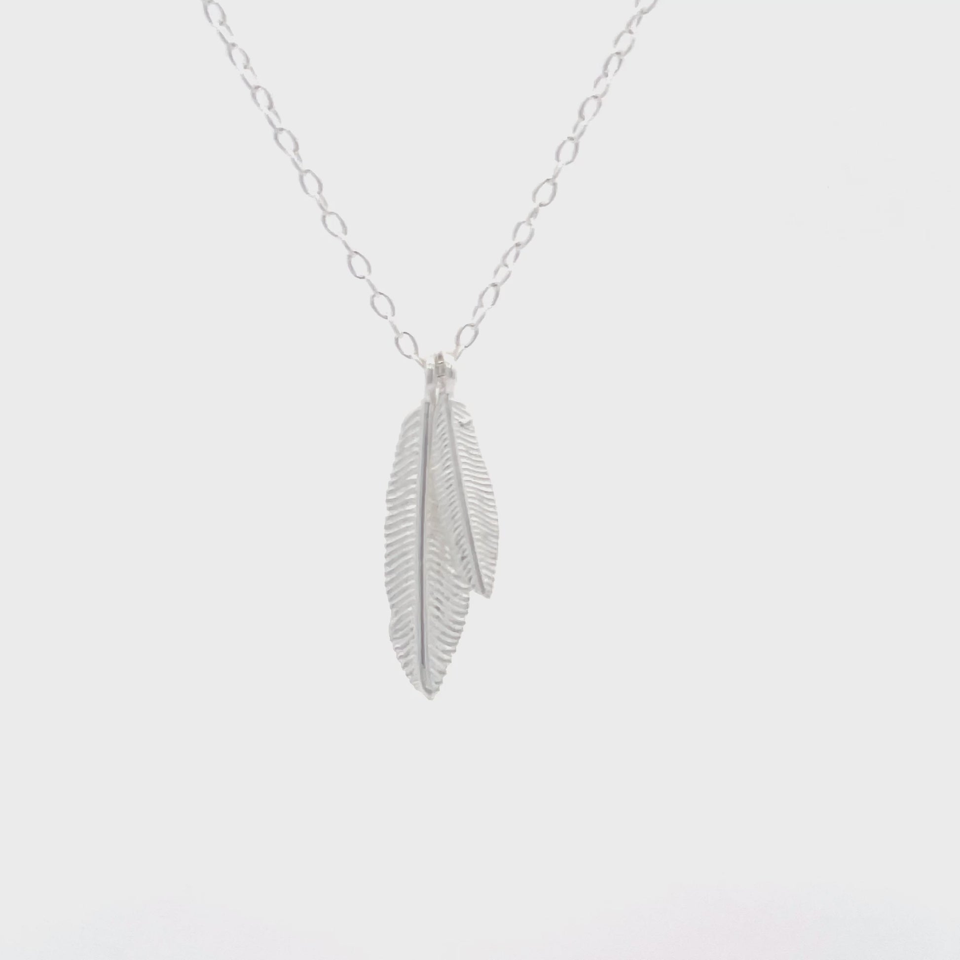 925 Silver Duo Feather Necklace