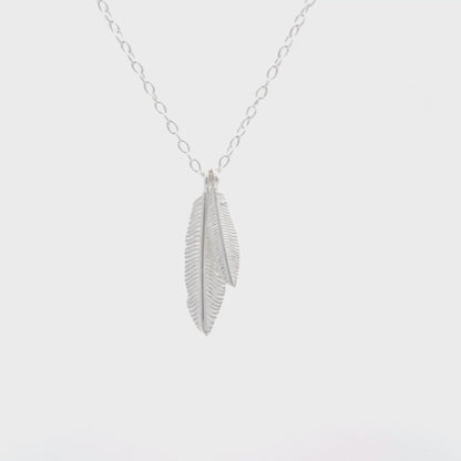 925 Silver Duo Feather Necklace