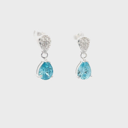 925 Silber Blaue Kristall Ohrhänger