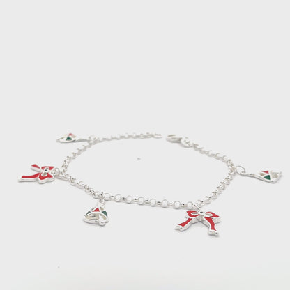 925 Sterling Silber Weihnachtsband Charm Armband