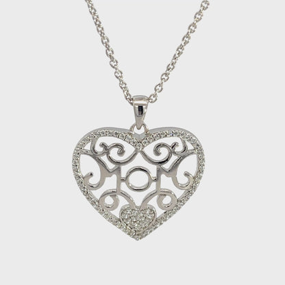 Herzanhänger-Halskette aus 925er Sterlingsilber mit Aussparungen