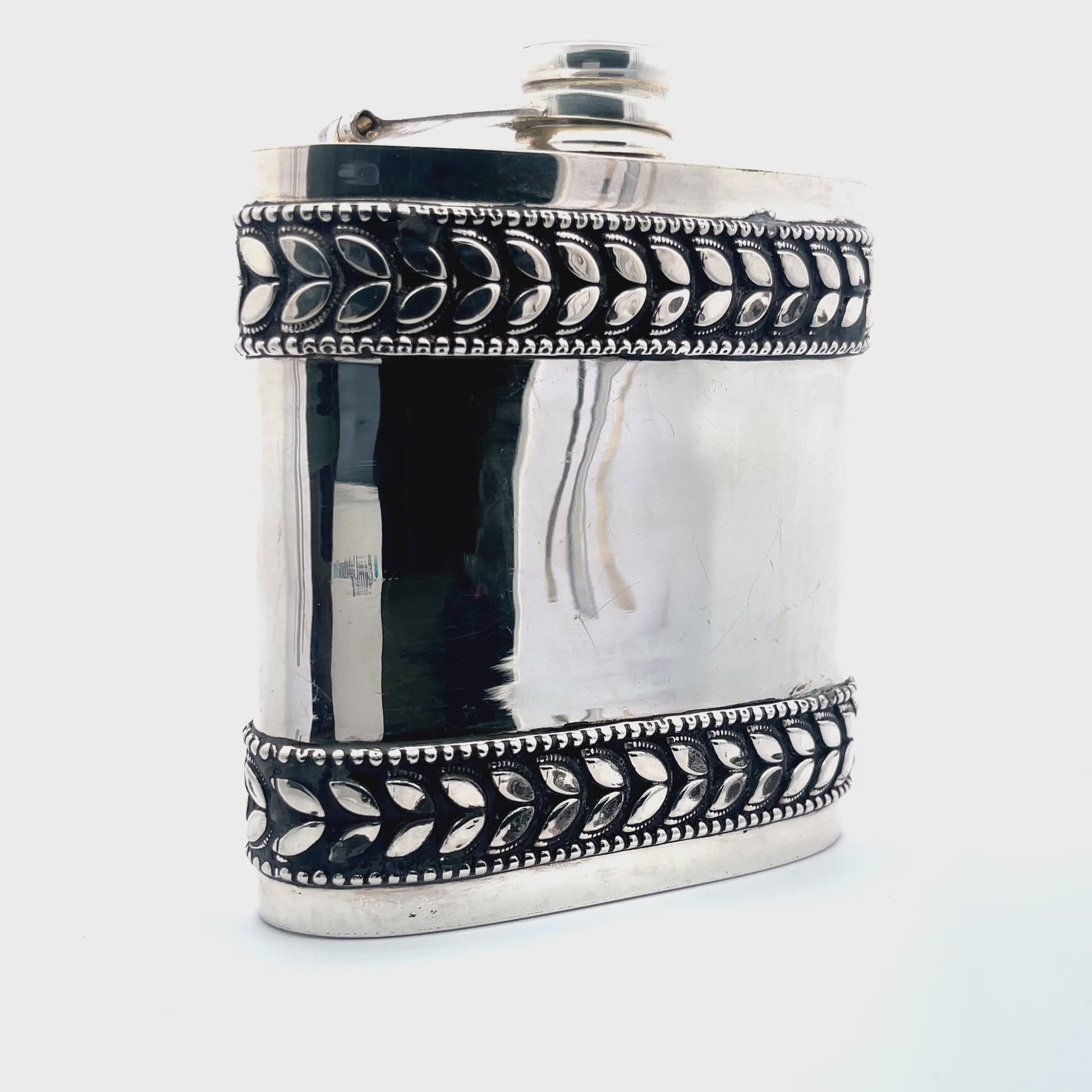 925er Silber Antike Oxidierte Whiskyflasche
