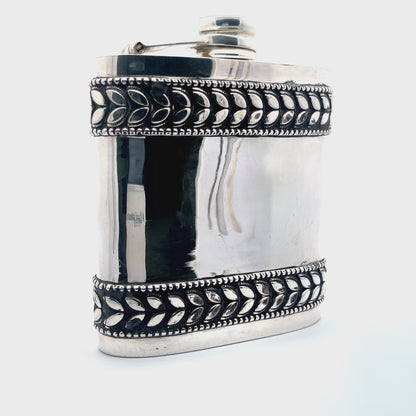 925er Silber Antike Oxidierte Whiskyflasche