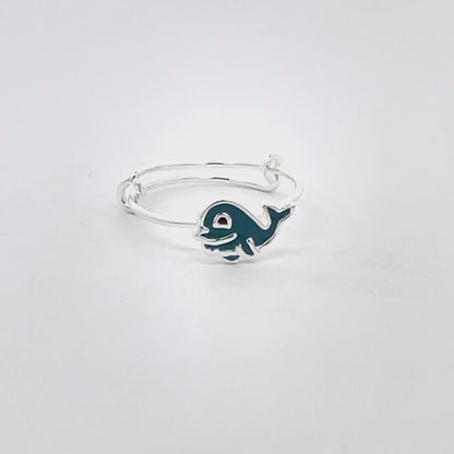 925 Silver Kids Toe Ring with Blue Dolphin Motif