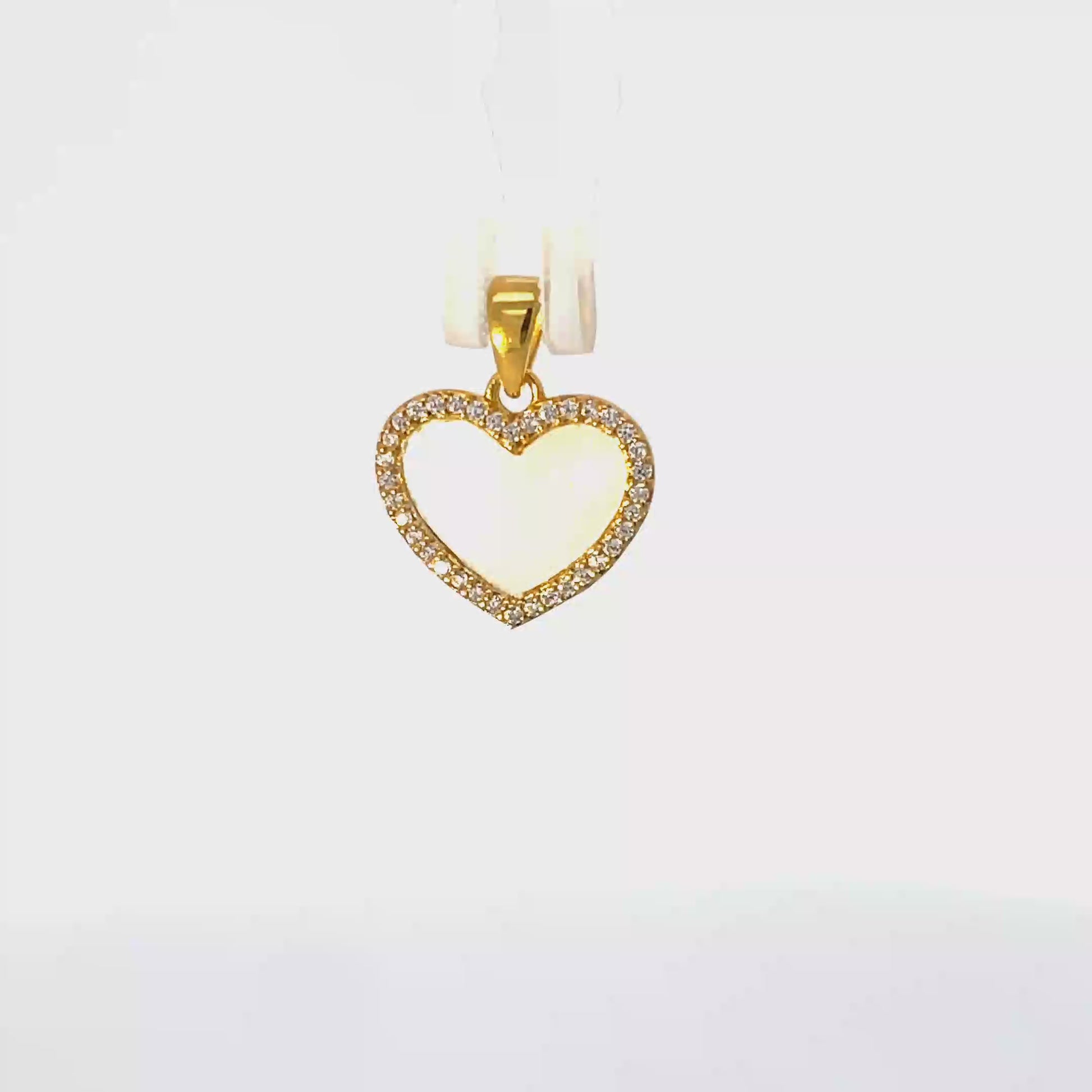 925 Silver Gold-Plated Mother of Pearl Heart Pendant