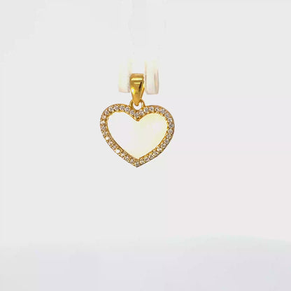 925 Silver Gold-Plated Mother of Pearl Heart Pendant