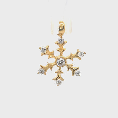 Gold-Plated Snowflake Pendant with Cubic Zirconia