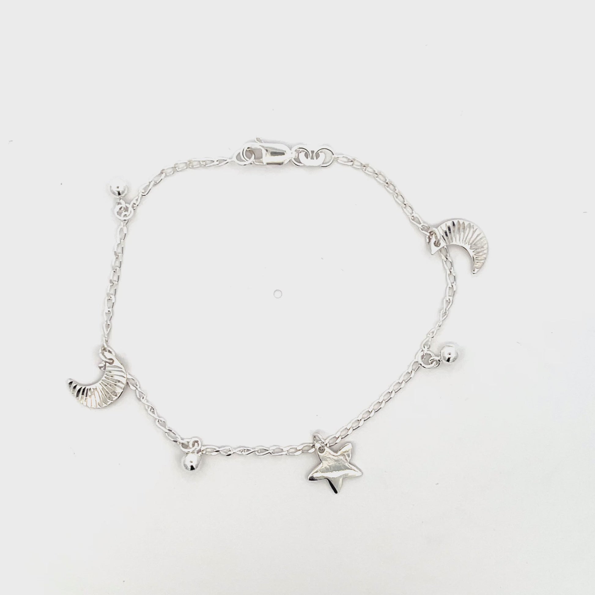 Armband aus 925er Silber mit Mond- und Sternanhängern – Himmlischer Stil