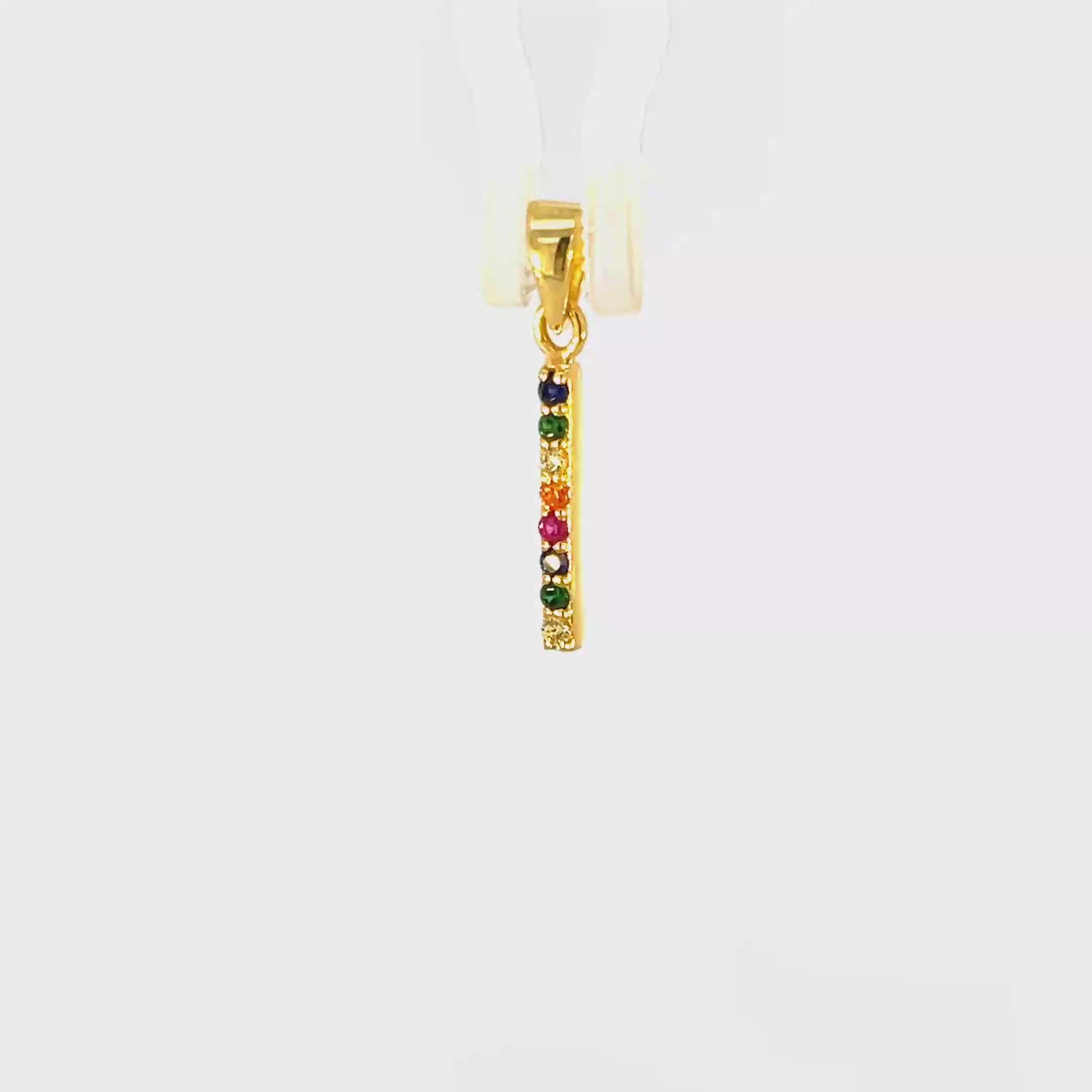 Regenbogen-Bar-Anhänger aus 925er Sterlingsilber, vergoldet