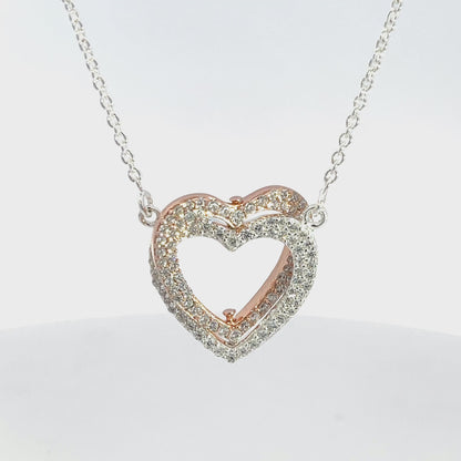 Halskette aus 925er Sterlingsilber mit offenem Herzanhänger und Zirkonia-Rand