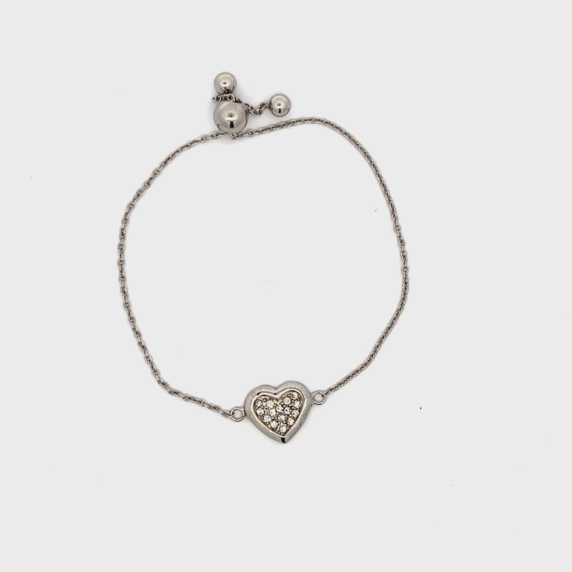 Verstellbares Armband aus 925er Silber mit Herzapplikation – für Kinder