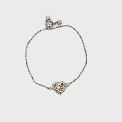 Verstellbares Armband aus 925er Silber mit Herzapplikation – für Kinder